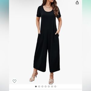 NWT Qnasey Women's Summer Short Sleeve Jumpsuit Rompers Wide Pant with Pockets